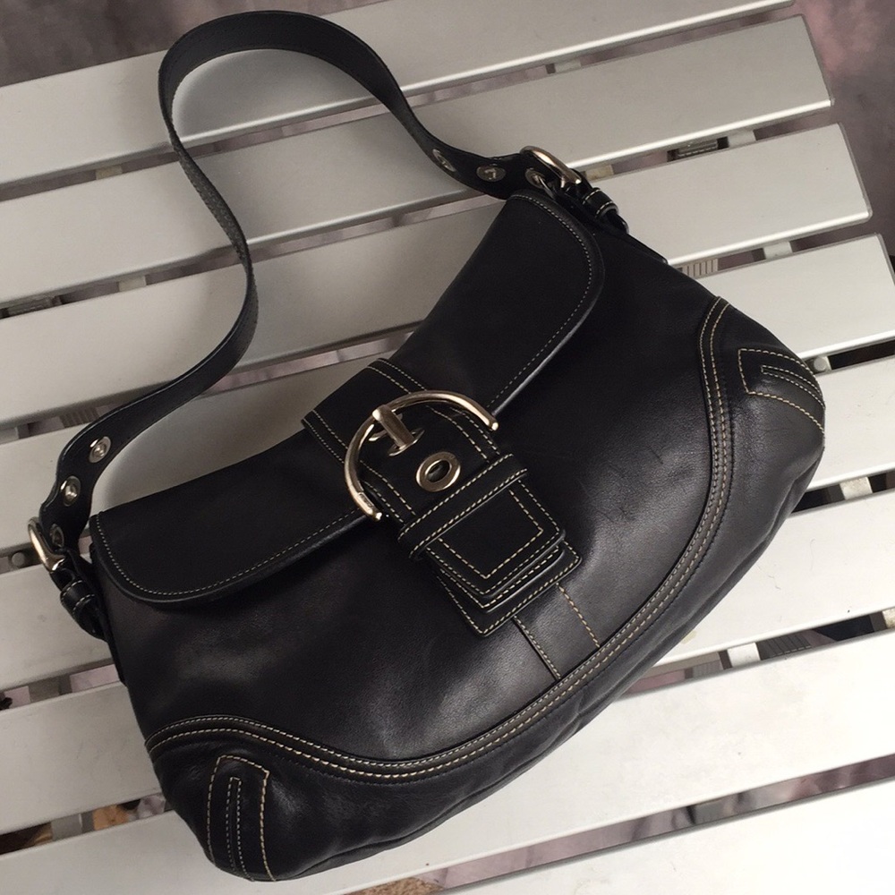 Coach 10192 SOHO Black Leather Buckle Flap Bag